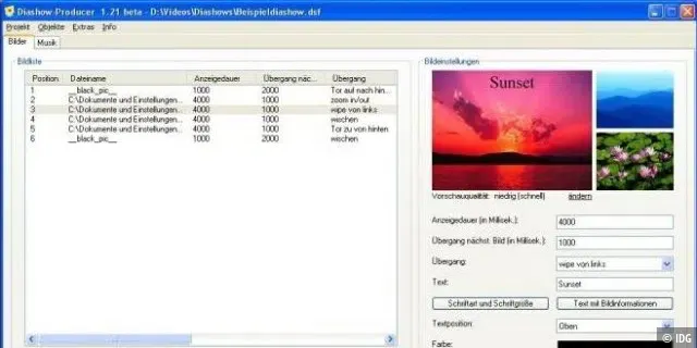 Diashow-Producer mit Optionen zur Online-Veröffentlichung
