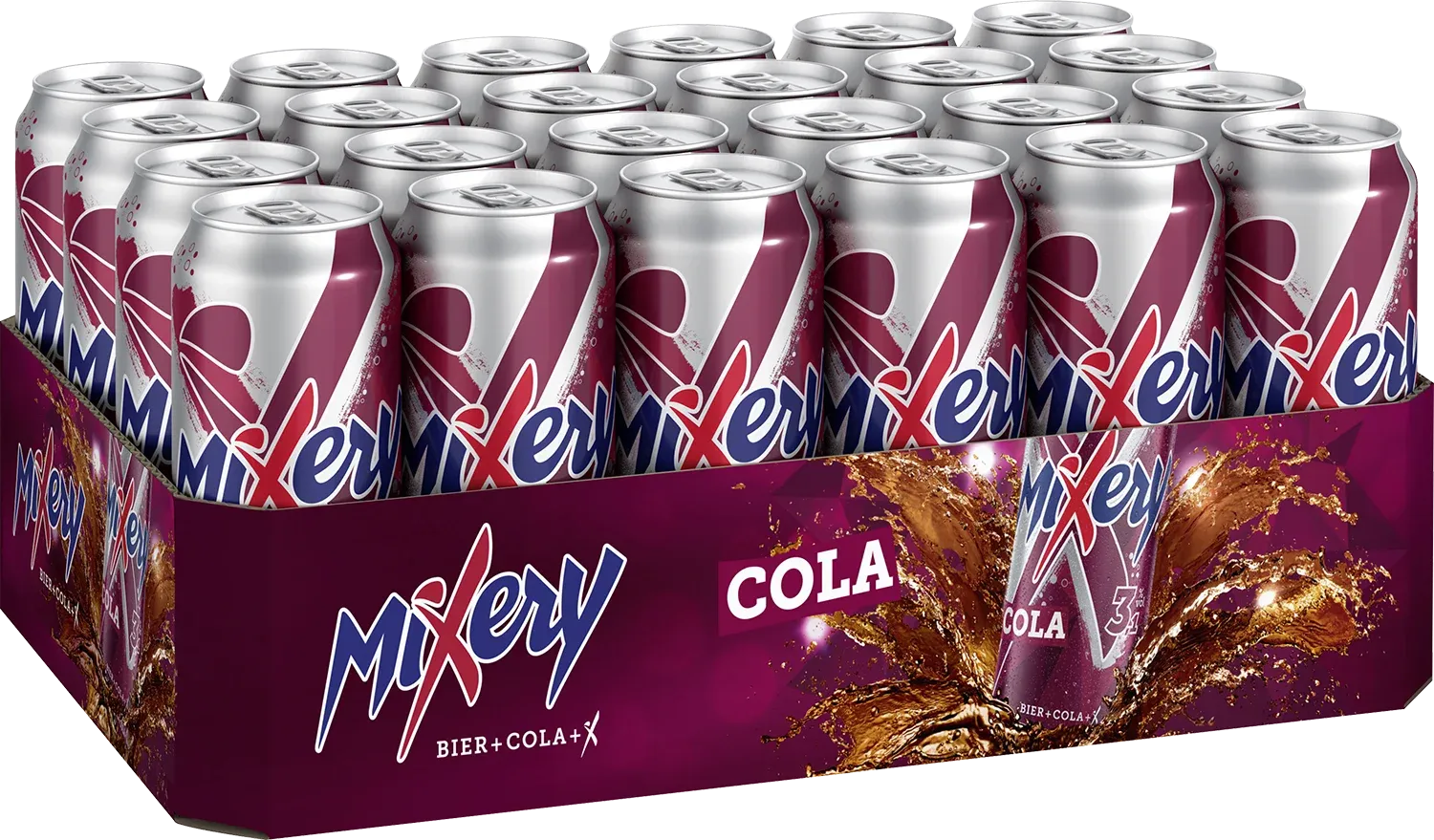 Ein 24er-Tray Mixery Bier/Cola (24 x 0,5 l)