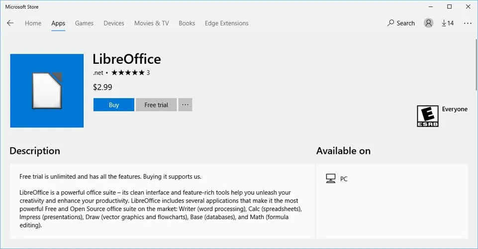 Ein Bild, das die offizielle Website von BleepingComputer zeigt, auf der der Artikel über LibreOffice im Microsoft Store veröffentlicht wurde.