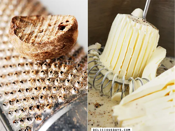 Ein Flammkuchenteig wird dünn ausgerollt