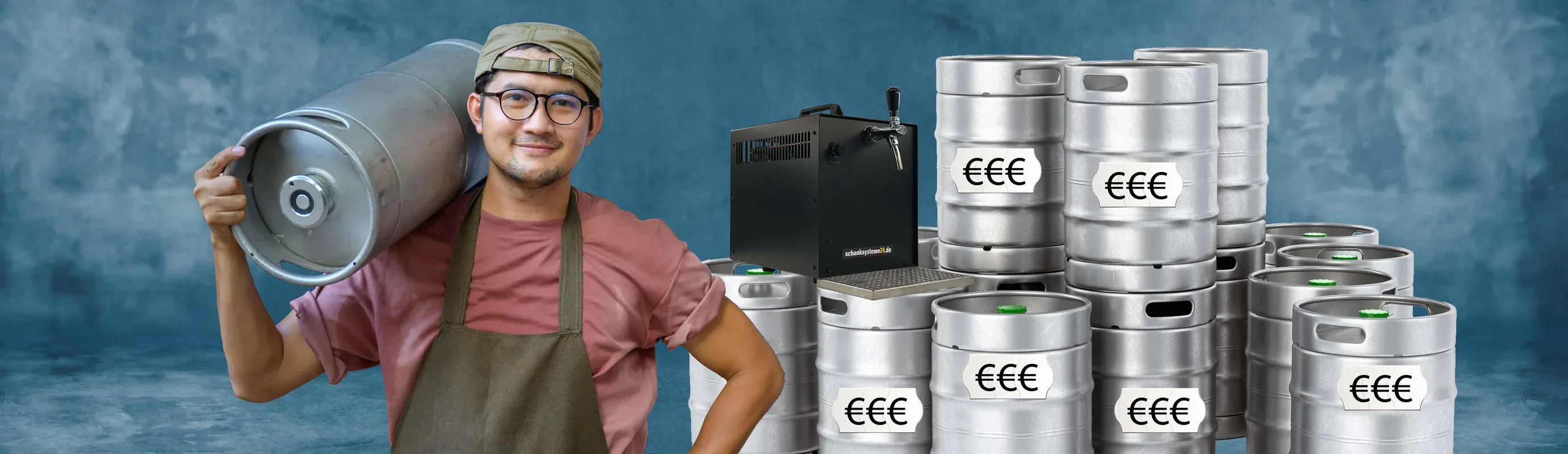 Ein frisch gezapftes Bier aus einem Zapfhahn auf einem glänzenden Fass