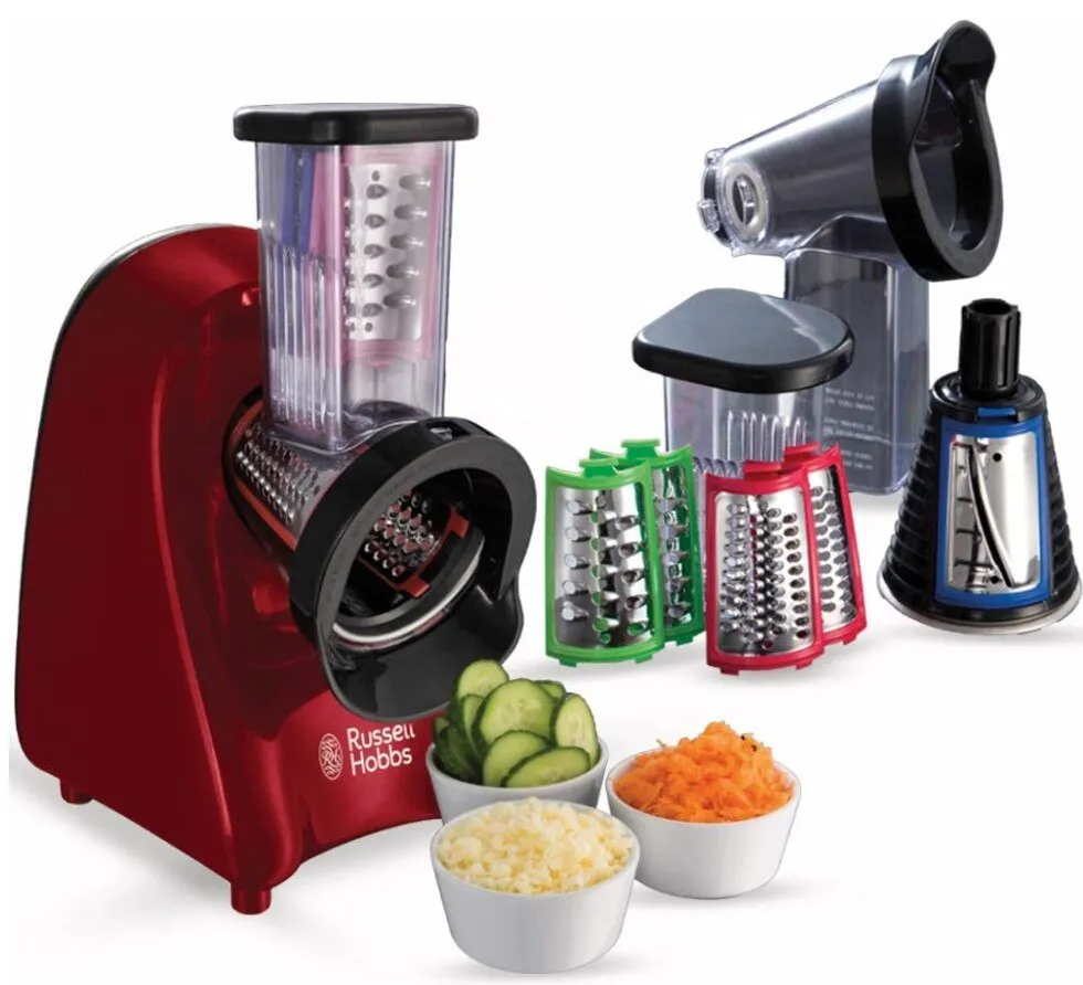 Ein roter Russell Hobbs Gemüseschneider, kompakt und schick im Design