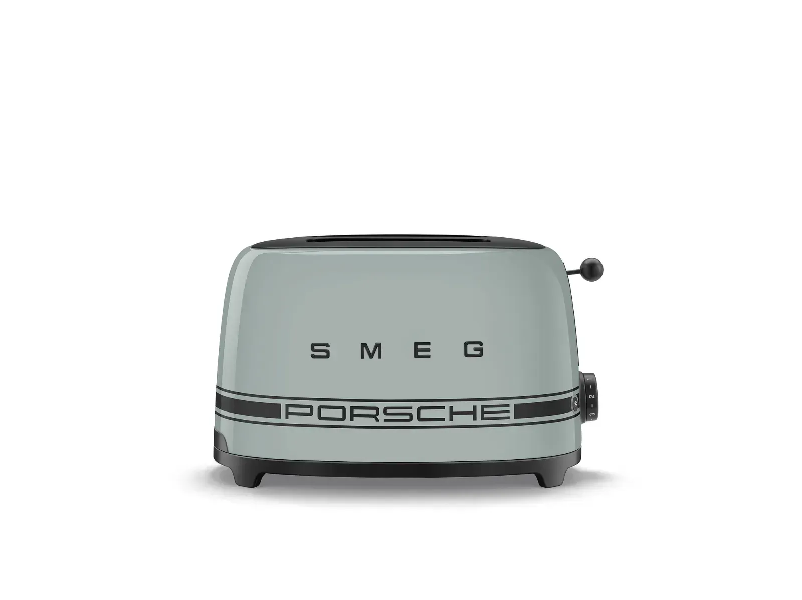 Ein Smeg TSF01PSGEU Toaster in Shade Green aus der exklusiven Porsche x Smeg Kollektion