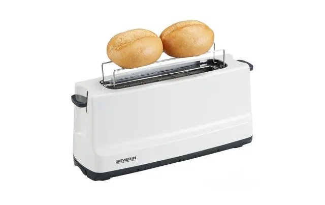 Ein Toaster mit einem hochgeklappten Brötchenaufsatz, bereit zum Aufbacken