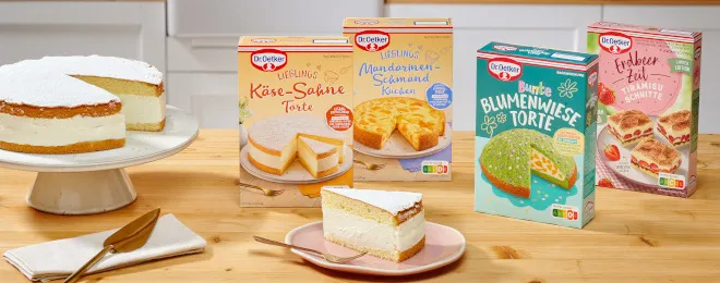 Eine Auswahl an Kuchen-Backmischungen