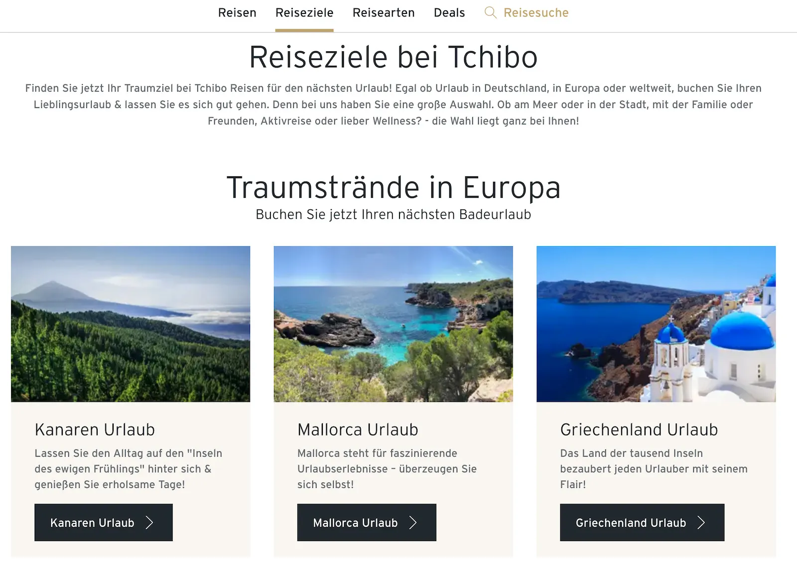 Eine Auswahl beliebter europäischer Reiseziele von Tchibo Reisen