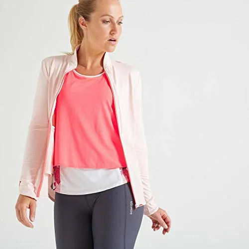 Eine Domyos Fitnessjacke für Damen in hellem Design