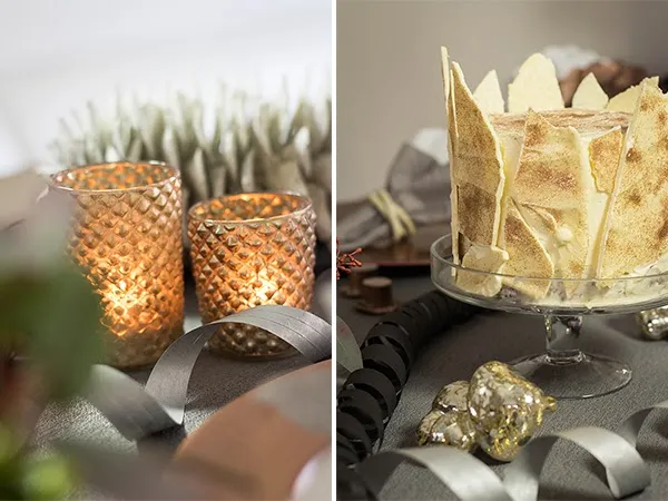 Eine Nahaufnahme des Glitzers auf der Schokoladendekoration