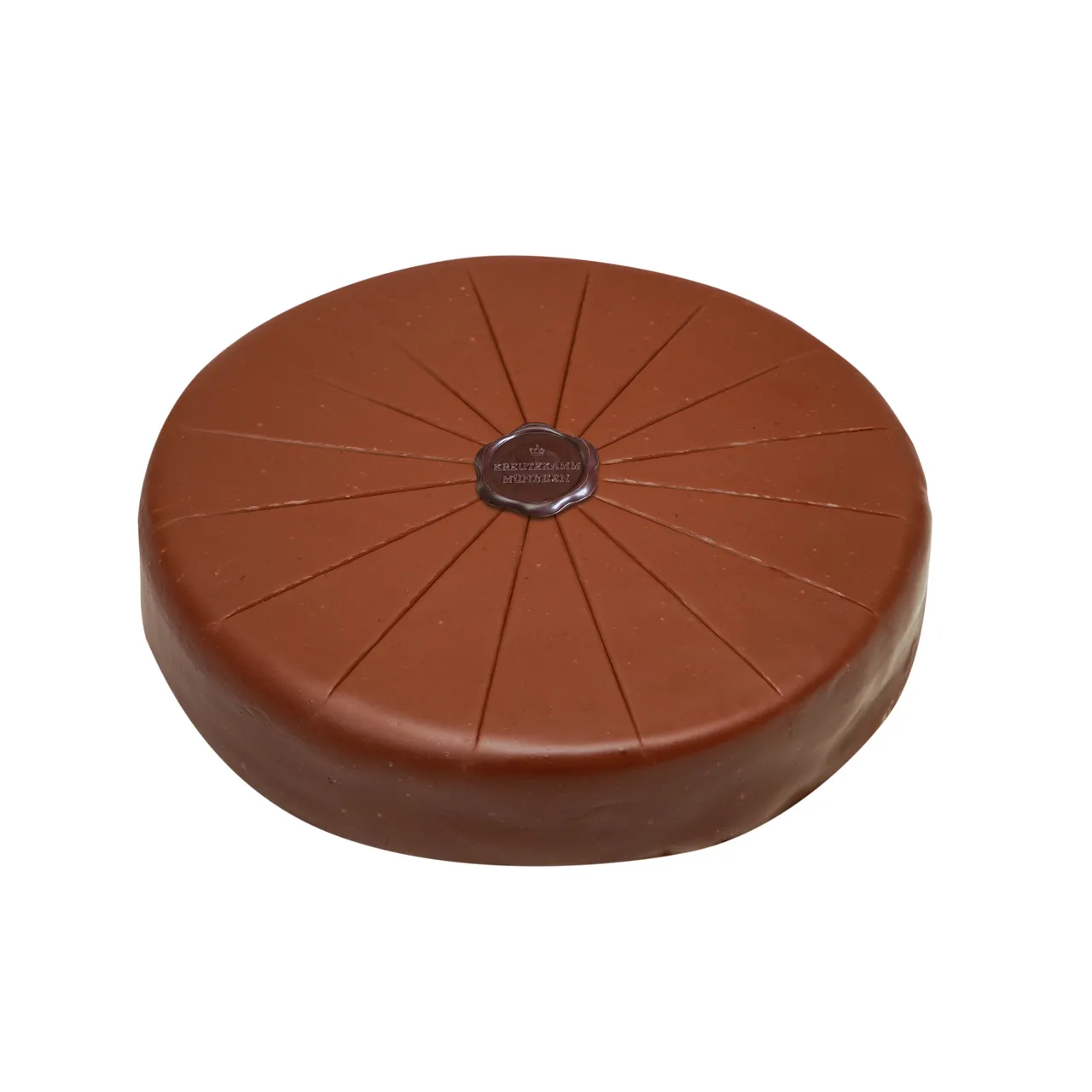 Eine runde Prinzregenten-Torte mit mehreren Schichten und einem Emblem