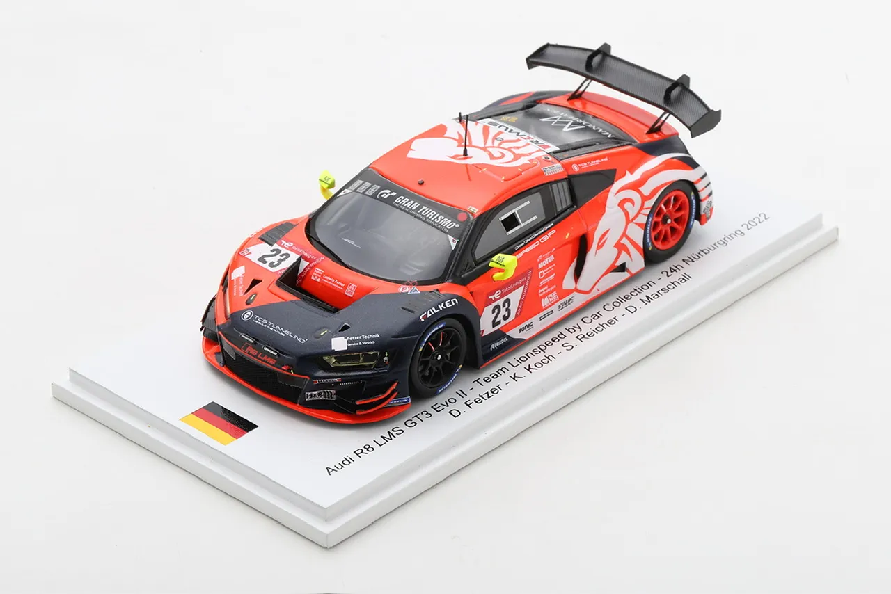 Eine weitere Detailansicht des Audi R8 LMS GT3 Evo II #23 Modellautos