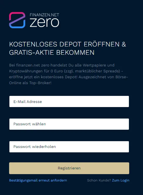 Einfache Online-Depoteröffnung bei Finanzen.net Zero