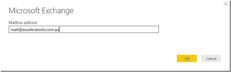 Eingabefeld für die Postfachadresse in Power BI