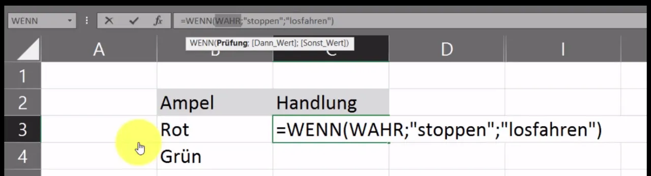 Ergebnis der F9-Prüfung: Bedingung ist WAHR
