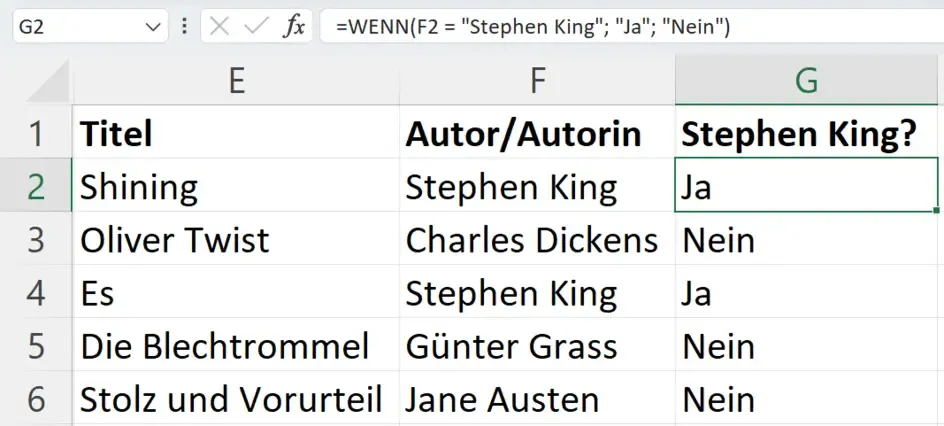 Excel: Überprüfung textueller Werte