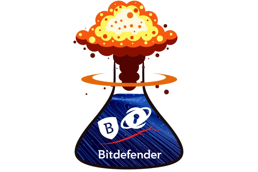 Explosion vor Bitdefender-Logo