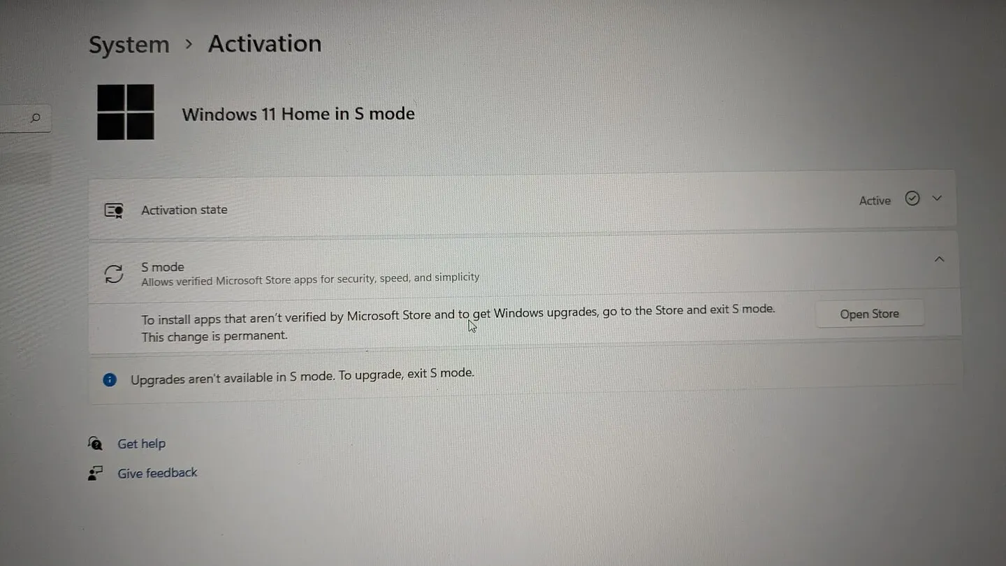 Fehler beim Versuch, den S-Modus über den Microsoft Store zu verlassen