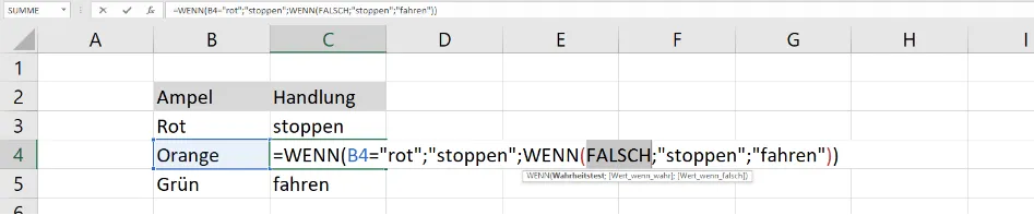 Fehleranalyse mit F9 in der WENN-Funktion