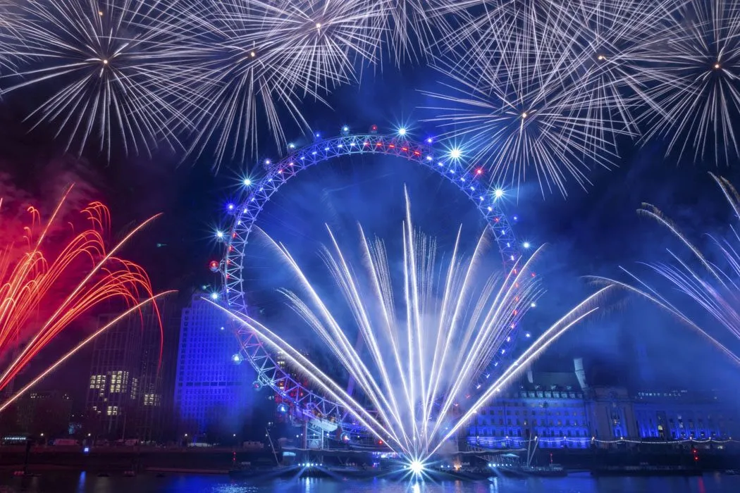 Feuerwerk am London Eye