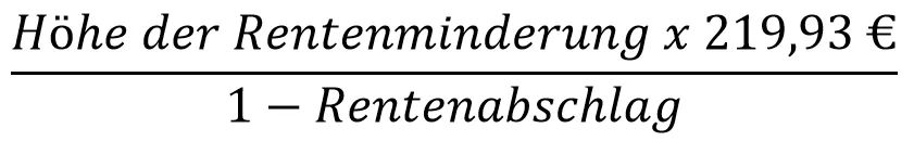 Formel zur Berechnung der maximalen Ausgleichszahlung für Rentenabschläge gültig bis 31.12.2018