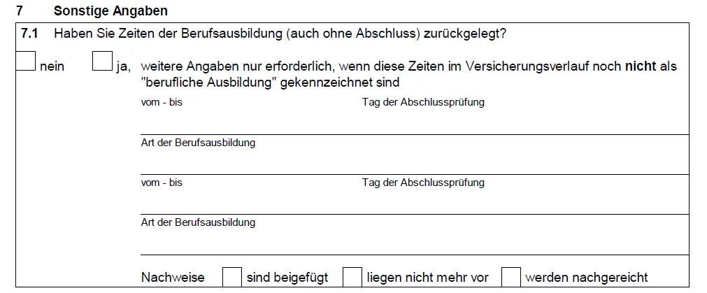 Frage 7.1 im Kontenklärungsantrag