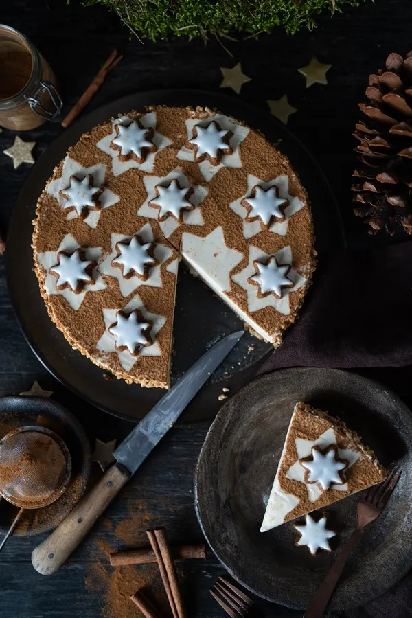 Gelingsicheres Rezept für einen winterlichen No-Bake Cheesecake: mein Rezept für Zimtstern-Cheesecake