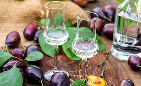 Genießen Sie Ihren Pflaumenschnaps in einem passenden Schnapskelch