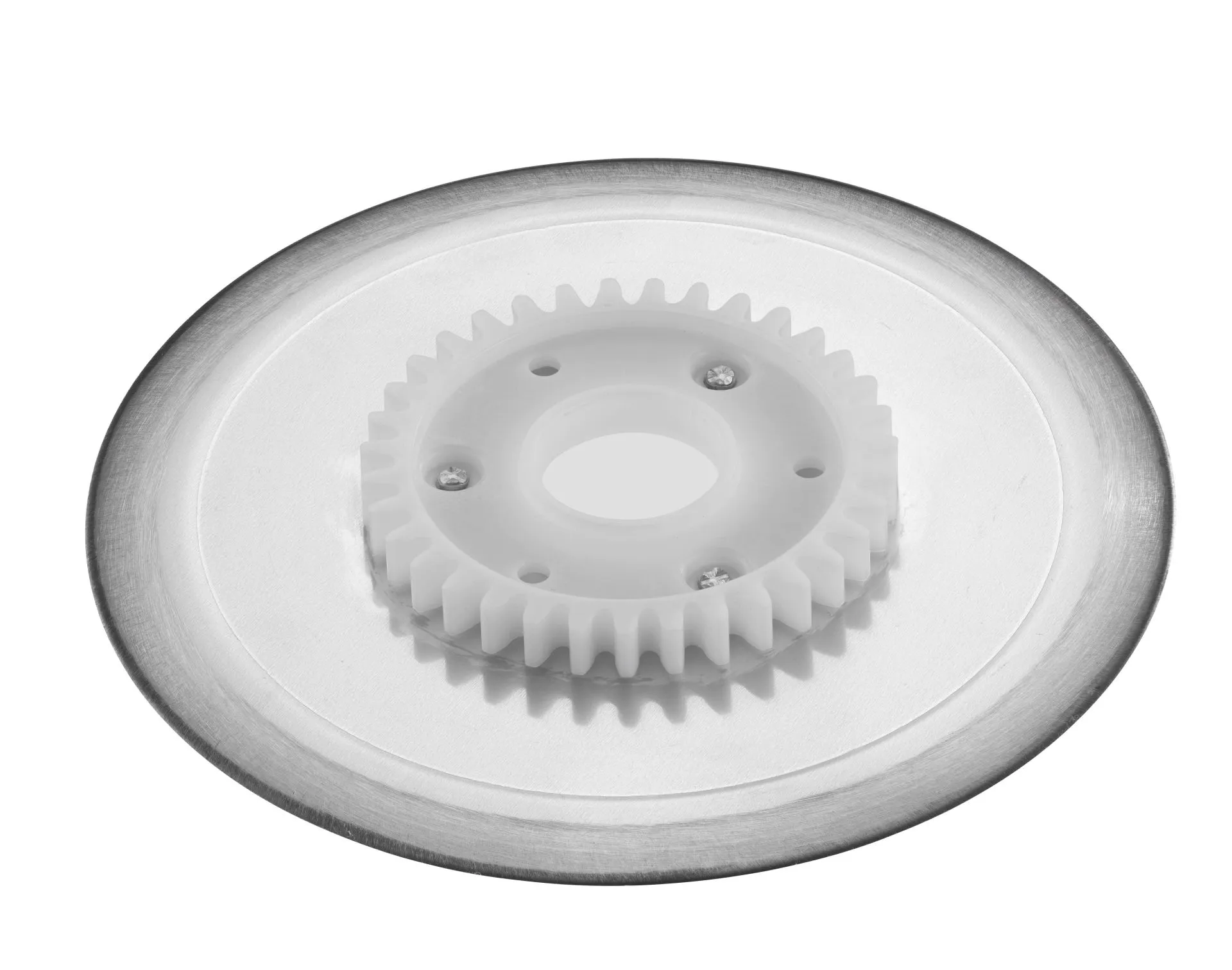 Glattes Schinken-/Aufschnittmesser aus rostfreiem Edelstahl mit weißem Zahnrad, für manuelle Allesschneider