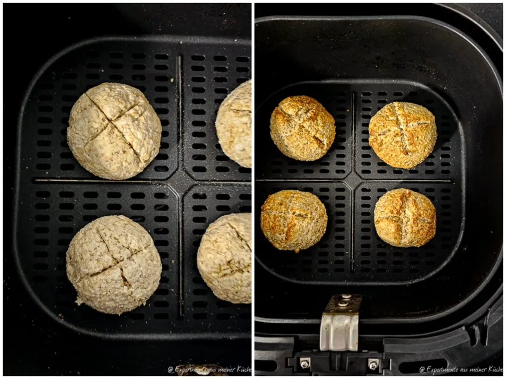 Haferflocken Brötchen in der Heißluftfritteuse