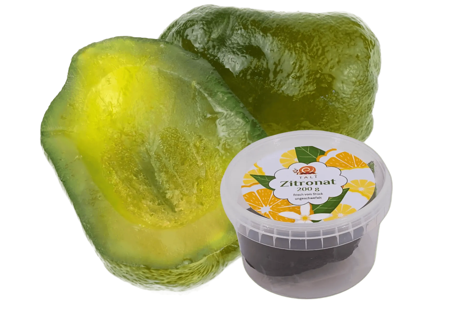 Halbe Schalen von Zitronat, eine wichtige Zutat für Stollen