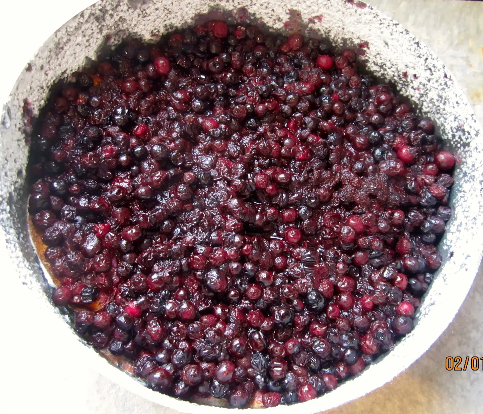 Heidelbeeren auf der Stollenschicht verteilen
