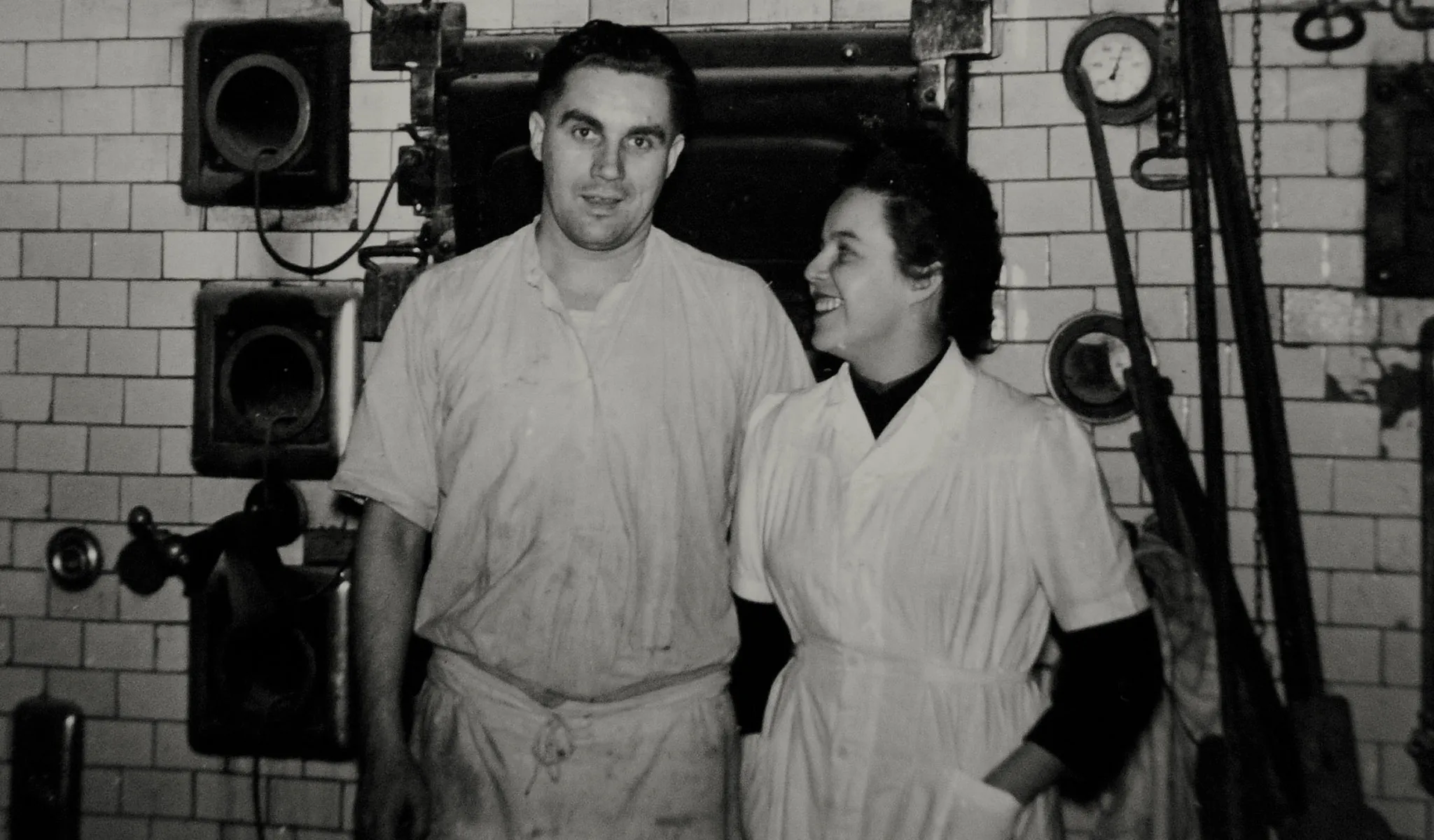 Historische Aufnahme aus einer deutschen Bäckerei um 1900