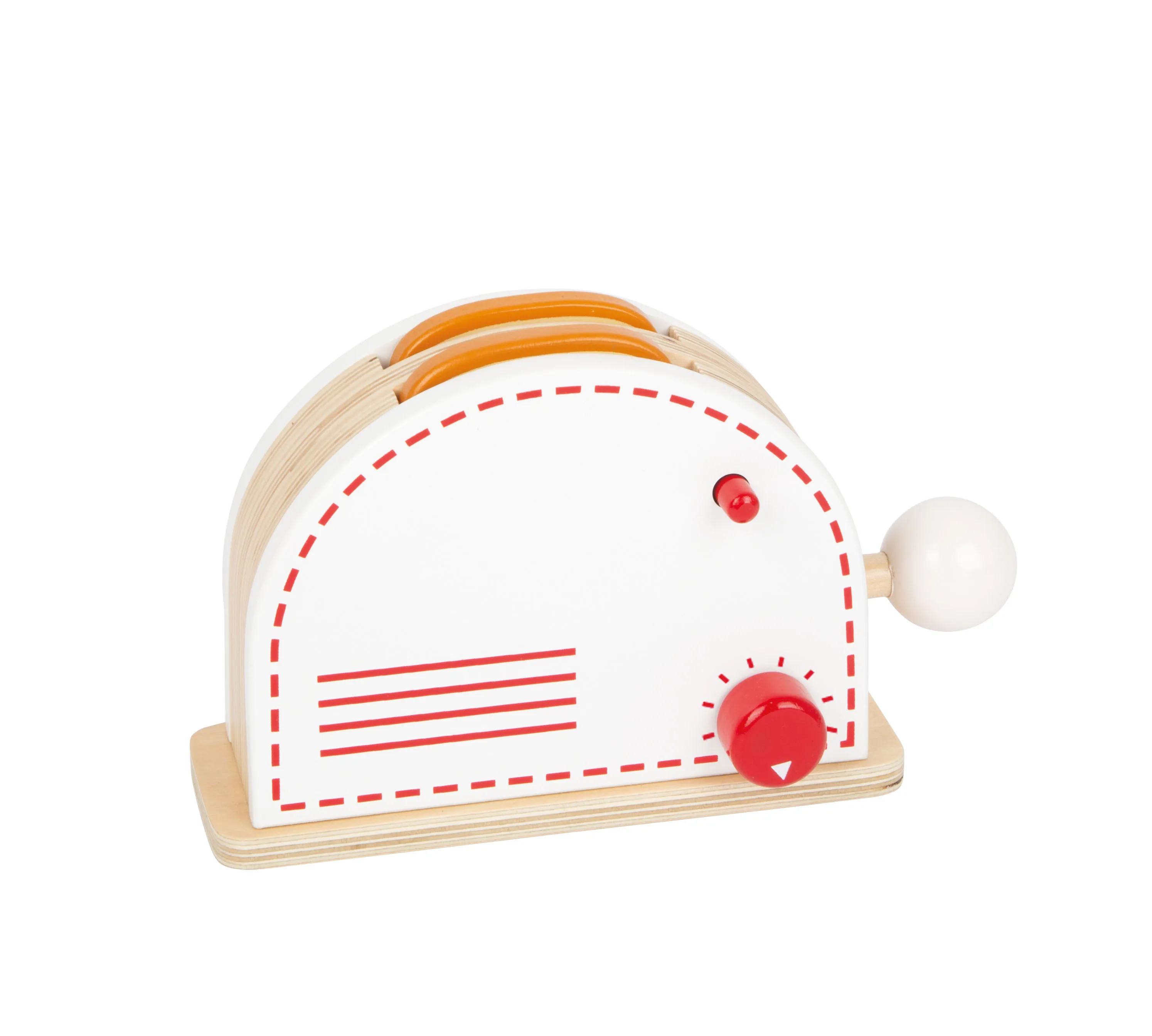 Holztoaster in Aktion mit Toastscheiben für die Kinderküche