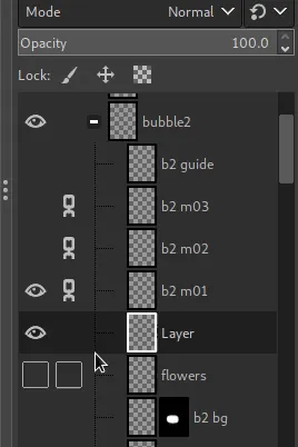 Hover-Effekt auf Augen- und Verknüpfungsschaltern in GIMP 2.10.32