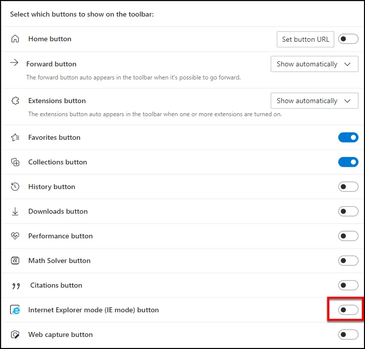 IE Modus-Button zur Symbolleiste hinzufügen