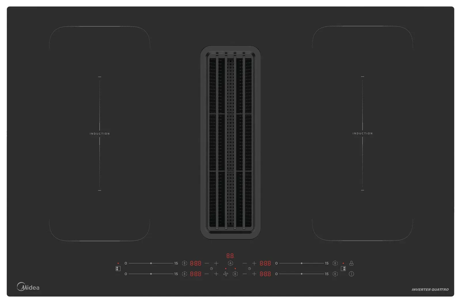 Induktionskochfeld mit integriertem Muldenlüfter