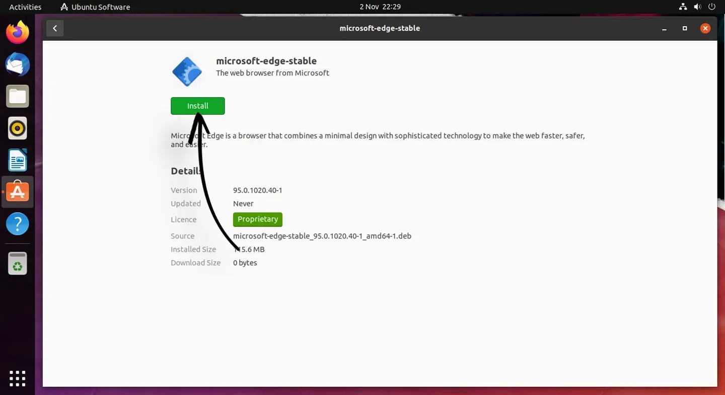 Installation von Microsoft Edge im Ubuntu Software Center
