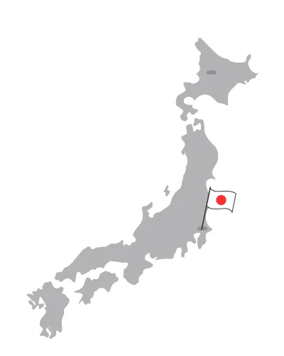 Japan Landkarte mit Flagge in Tokyo