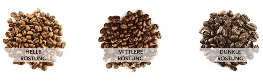 Kaffeebohnen: Röstgrade von hell bis dunkel