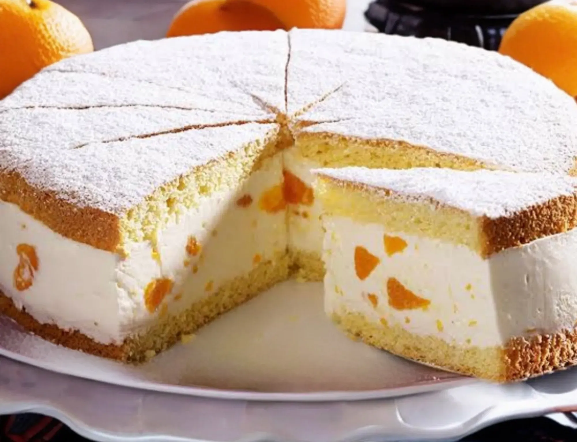 Käsesahne Sahnetorte, Käsesahne Torte mit Mandarinen