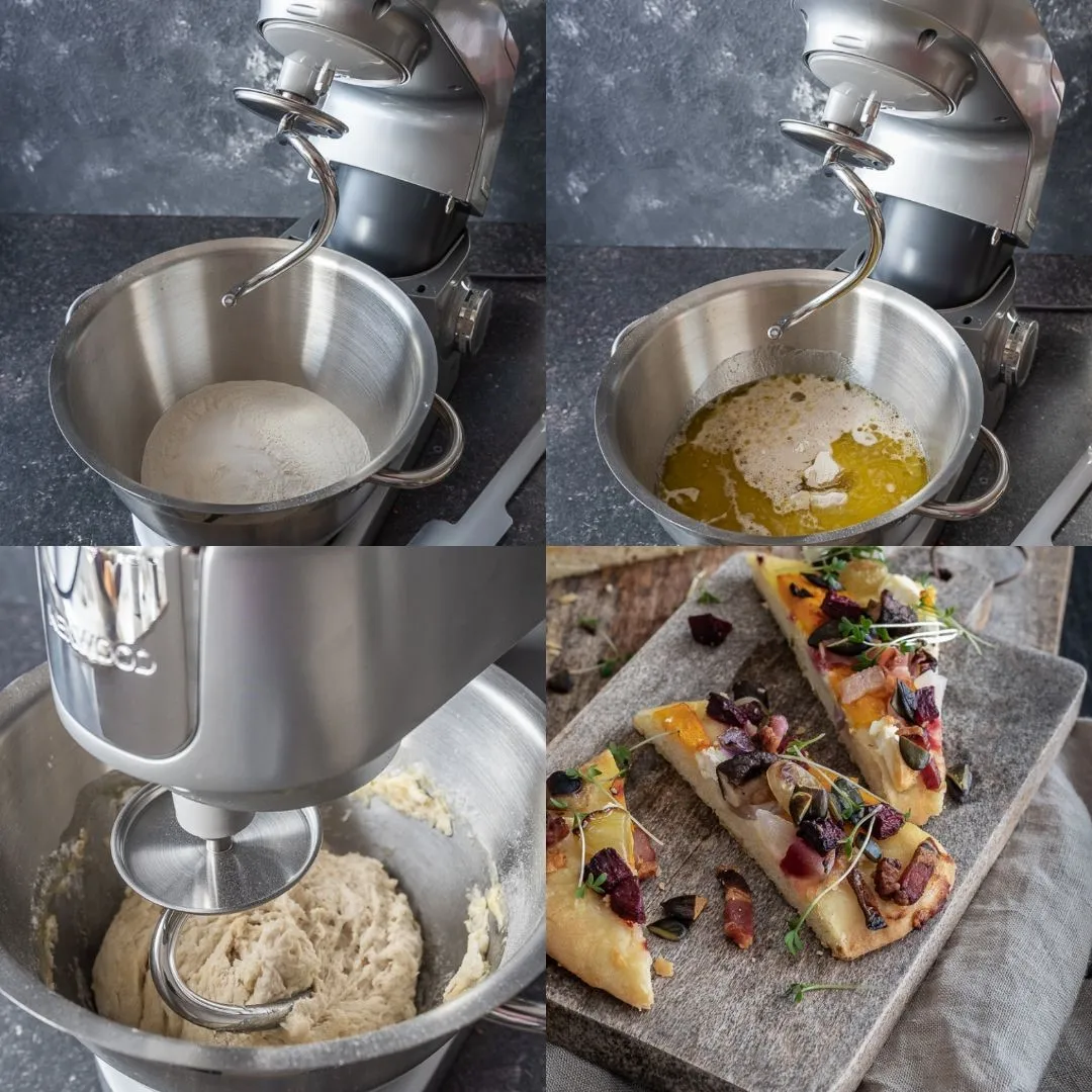 Kenwood Küchenmaschine knetet Hefeteig für Focaccia
