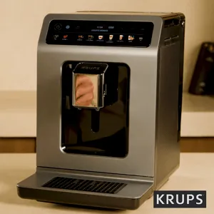 Krups Evidence One EA895N40 Kaffeevollautomat mit OLED-Display und automatischem Cappuccino-System.