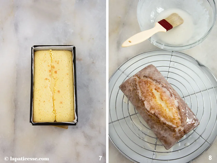 Kuchen wird eingeschnitten und gebacken