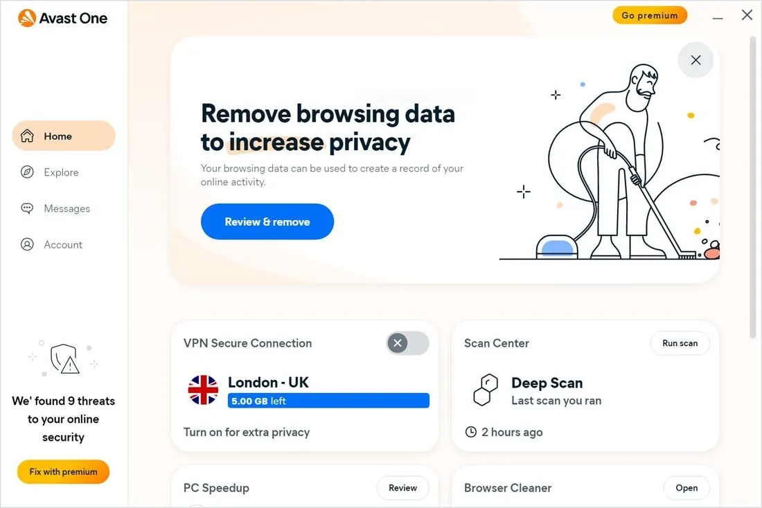 Logo von Avast One Essentials, einem beliebten kostenlosen Virenschutzprogramm