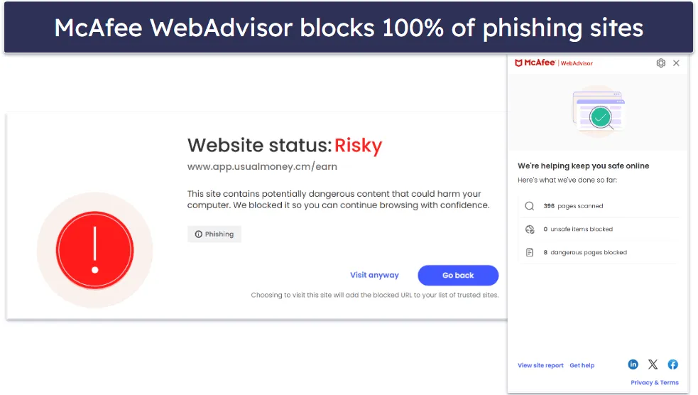 McAfee WebAdvisor im Einsatz