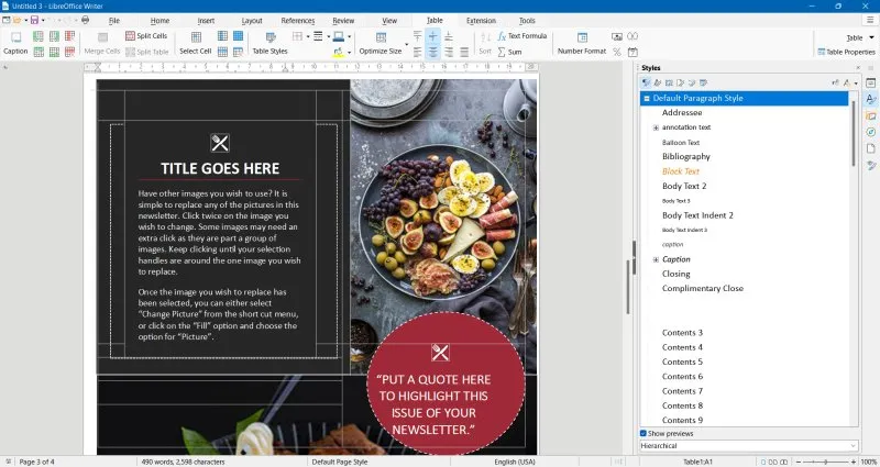Microsoft Office Vorlage 2, zweite Seite