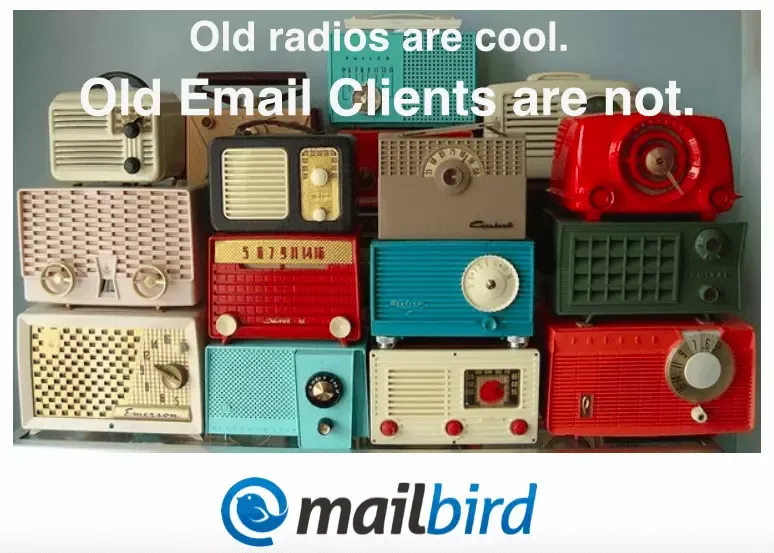 Modernes E-Mail-Client-Interface von Mailbird im Vergleich zu veralteten E-Mail-Clients