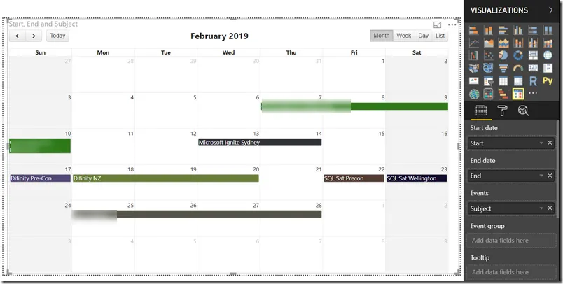 Monatsansicht des Kalenders durch MAQ Software in Power BI