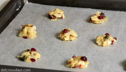 Nahaufnahme des Florentinerteigs mit Mandeln, Pistazien und Cranberries