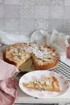 Nahaufnahme eines köstlichen Stücks italienischer Apfelkuchen Torta di Mele mit Äpfeln