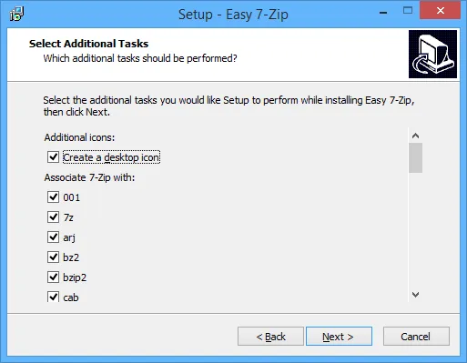 Neuer Installationsdialog von Easy 7-Zip
